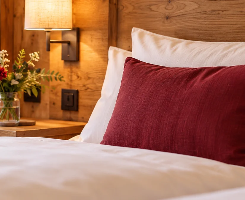 Kissen und Bettwäsche im Gästezimmer
