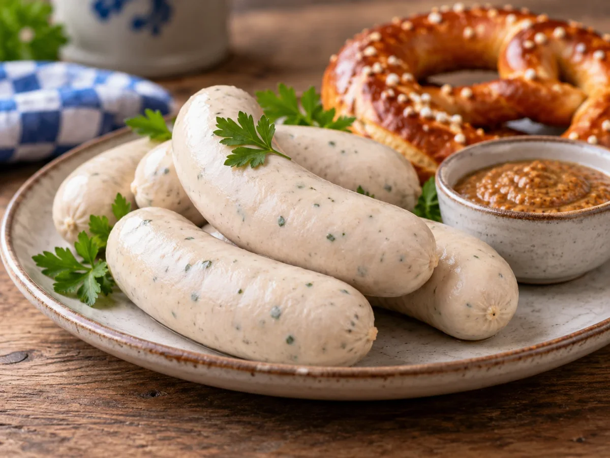 Weißwürste mit Breze und süßem Senf